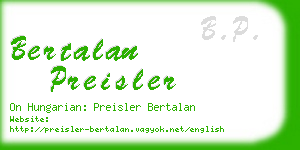 bertalan preisler business card